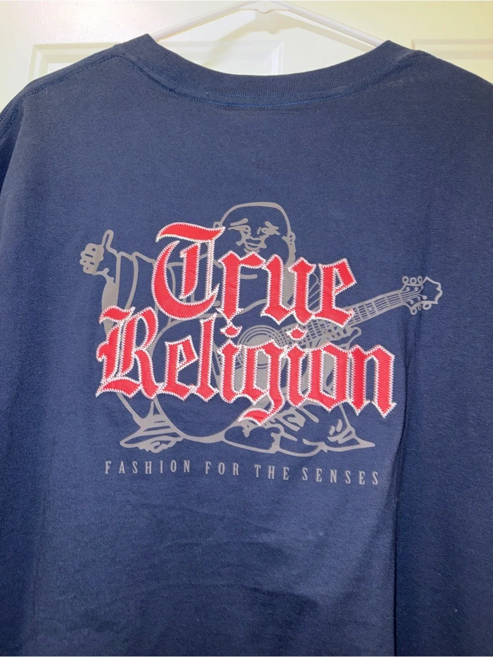 True Religion Navy Short Sleeve Tee with Red Logo